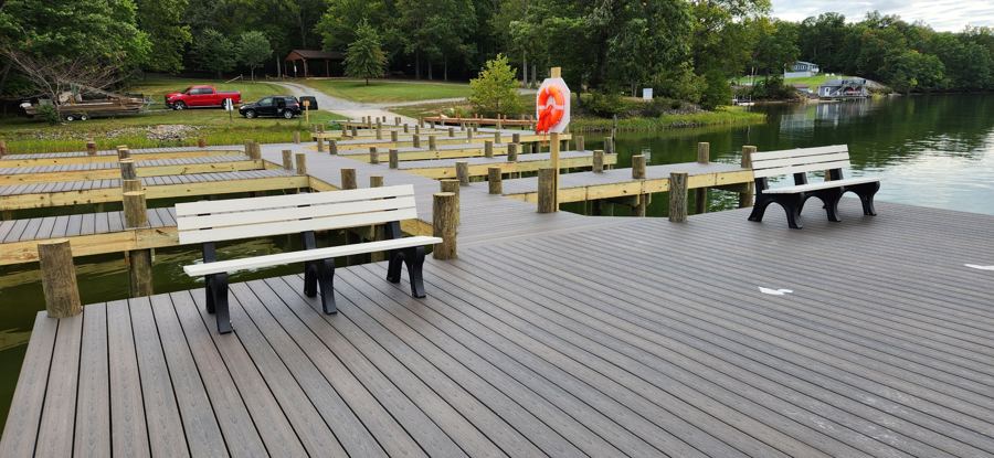 The new dock at Lot 10 with its two new benches