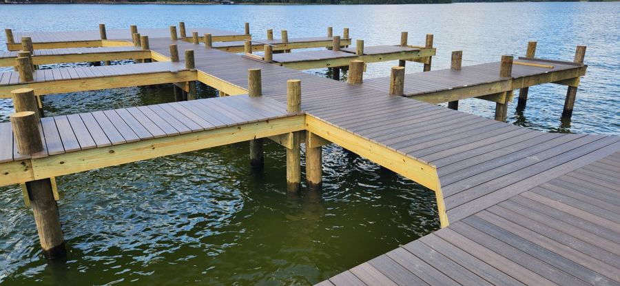 The new dock slips at Lot 10 from above